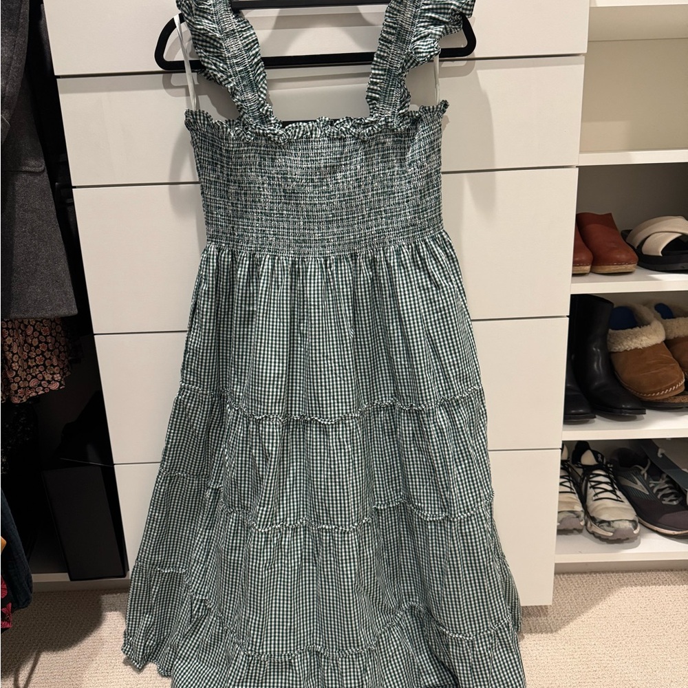 Green Gingham Smocked Dress